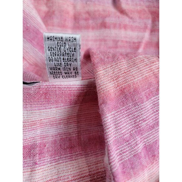 Chico's Design Women Size 3 Pink White Striped Button-Up Linen Shirt Long Sleeve - Picture 4 of 7